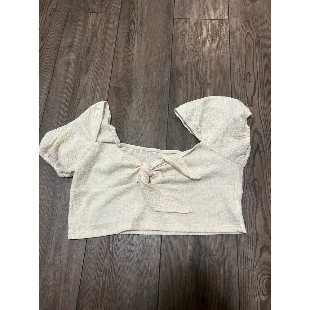 SHEIN Cream Tie-Front Blouse